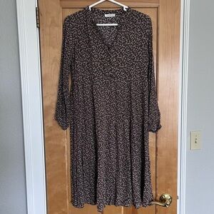 Neuflora Clarington Tiered Midi Dress in Brown Floral